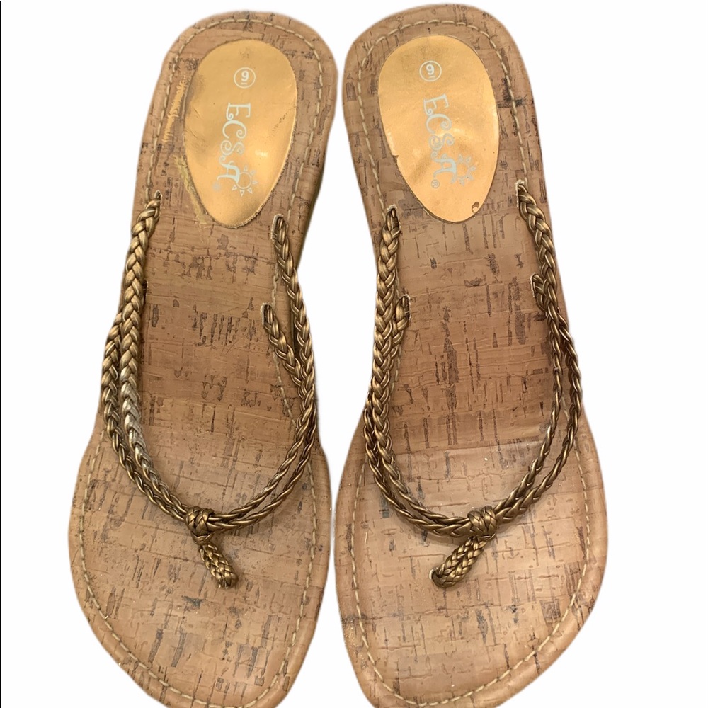 ECSA faux cork sandal wedge
